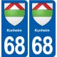 68 Kunheim blason autocollant plaque stickers ville