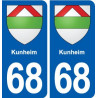 68 Kunheim blason autocollant plaque stickers ville
