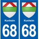 68 Kunheim blason autocollant plaque stickers ville