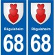68 Réguisheim blason autocollant plaque stickers ville