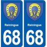 68 Reiningue blason autocollant plaque stickers ville