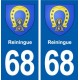 68 Reiningue blason autocollant plaque stickers ville