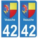 42 Veauche autocollant plaque blason armoiries stickers département