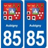 85 Aubigny blason autocollant plaque stickers ville