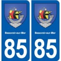 85 Beauvoir-sur-Mer de la capa de brazos de la etiqueta engomada de la placa de pegatinas de la ciudad