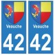 42 Veauche autocollant plaque blason armoiries stickers département