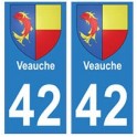 42 Veauche autocollant plaque blason armoiries stickers département