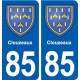85 Clouzeaux  blason autocollant plaque stickers ville