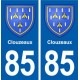 85 Clouzeaux  blason autocollant plaque stickers ville