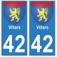 42 Villars autocollant plaque blason armoiries stickers département