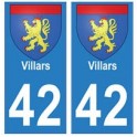 42 Villars autocollant plaque blason armoiries stickers département