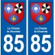 85 La Chaize-le-Vicomte escudo de armas de la etiqueta engomada de la placa de pegatinas de la ciudad