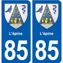 85 L'épine blason autocollant plaque stickers ville