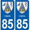 85 L'épine blason autocollant plaque stickers ville