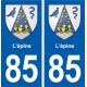 85 L'épine blason autocollant plaque stickers ville