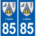 85 L'épine blason autocollant plaque stickers ville