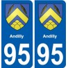 95 Andilly blason autocollant plaque stickers ville