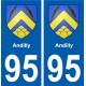 95 Andilly blason autocollant plaque stickers ville
