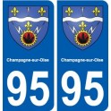 95 Champagne-sur-Oise blason autocollant plaque stickers ville