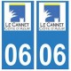 06 Le Cannet ville autocollant plaque