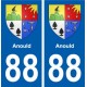 88 Anould blason autocollant plaque stickers ville