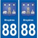 88 Bruyères blason autocollant plaque stickers ville