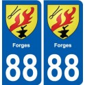 88 Forges blason autocollant plaque stickers ville