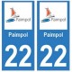 22 Paimpol logo autocollant plaque blason armoiries stickers département