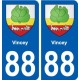 88 Vincey blason autocollant plaque stickers ville