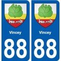 88 Vincey blason autocollant plaque stickers ville