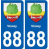 88 Vincey blason autocollant plaque stickers ville