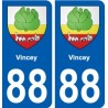 88 Vincey blason autocollant plaque stickers ville
