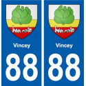 88 Vincey blason autocollant plaque stickers ville