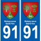 91 Boissy-sous-Saint-Yon blason autocollant plaque stickers ville