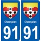 91 Champlan blason autocollant plaque stickers ville