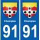 91 Champlan blason autocollant plaque stickers ville