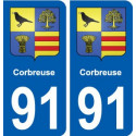 91 Corbreuse blason autocollant plaque stickers ville