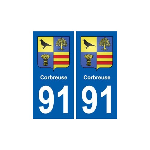 91 Corbreuse blason autocollant plaque stickers ville