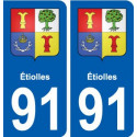 91 Étiolles blason autocollant plaque stickers ville