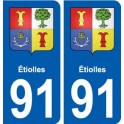 91 Étiolles blason autocollant plaque stickers ville