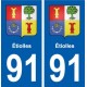 91 Étiolles blason autocollant plaque stickers ville