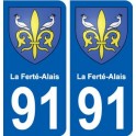 91 La Ferté-Alais blason autocollant plaque stickers ville