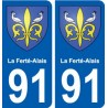 91 La Ferté-Alais blason autocollant plaque stickers ville