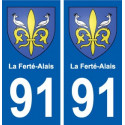 91 La Ferté-Alais blason autocollant plaque stickers ville