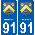 91 Méréville blason autocollant plaque stickers ville