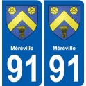 91 Méréville blason autocollant plaque stickers ville