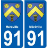91 Méréville blason autocollant plaque stickers ville