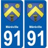 91 Méréville blason autocollant plaque stickers ville