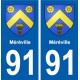 91 Méréville blason autocollant plaque stickers ville