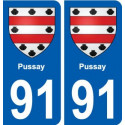 91 Pussay blason autocollant plaque stickers ville